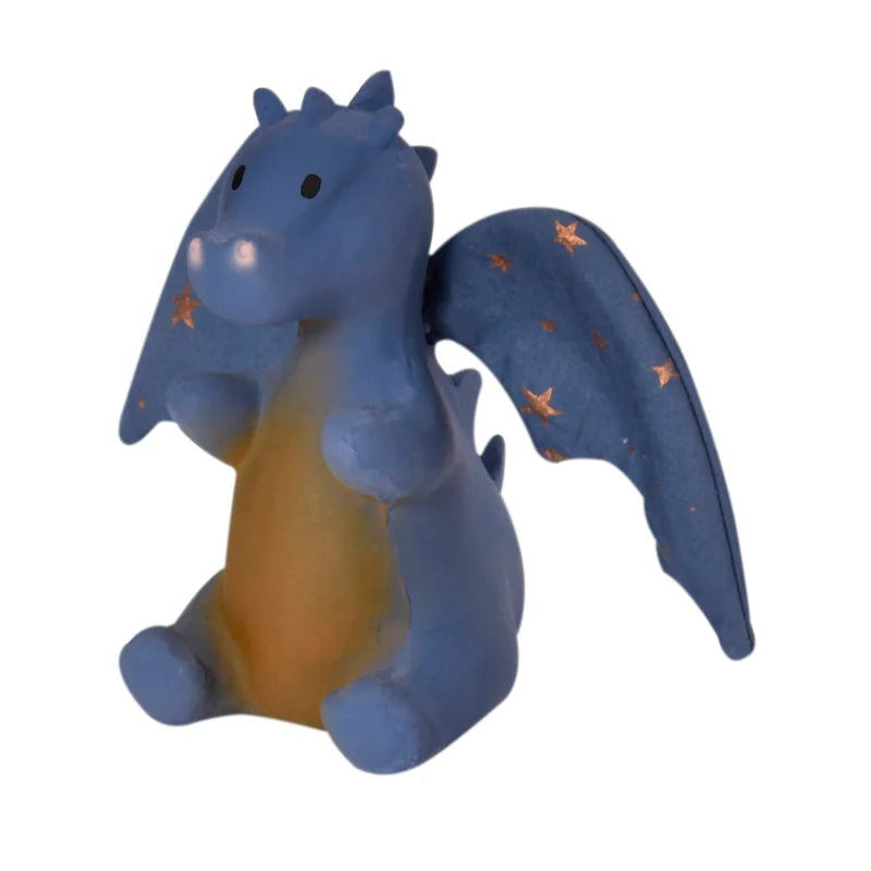 TIKIRI - BABY MIDNIGHT DRAGON NATURAL RUBBER RATTLE W/CRINKLE WINGS 5"H
