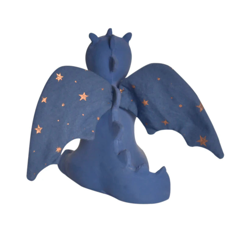 TIKIRI - BABY MIDNIGHT DRAGON NATURAL RUBBER RATTLE W/CRINKLE WINGS 5"H