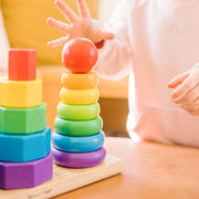 Melissa & Doug - Geometric Stacker - 21 Wooden Pieces - in use during play