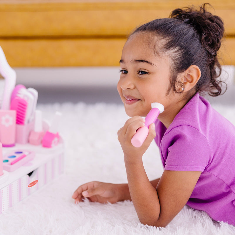 Melissa & Doug - Wooden Beauty Salon Play Set - in use during play