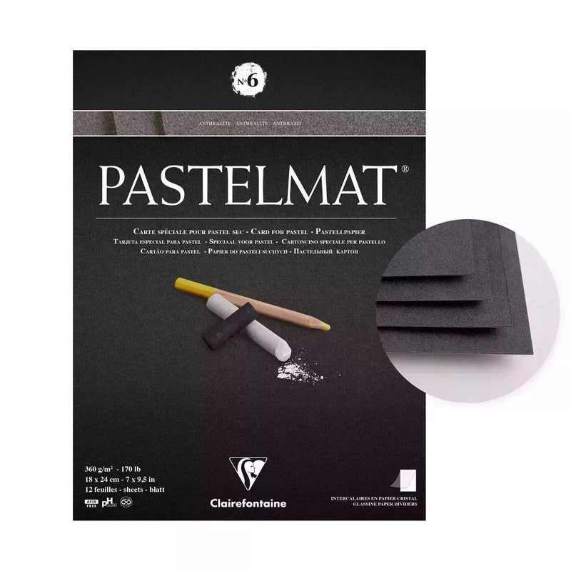 Pastelmat Pad N°6 360G anthracite  12 Sheets (7.1 x 9.4 in)