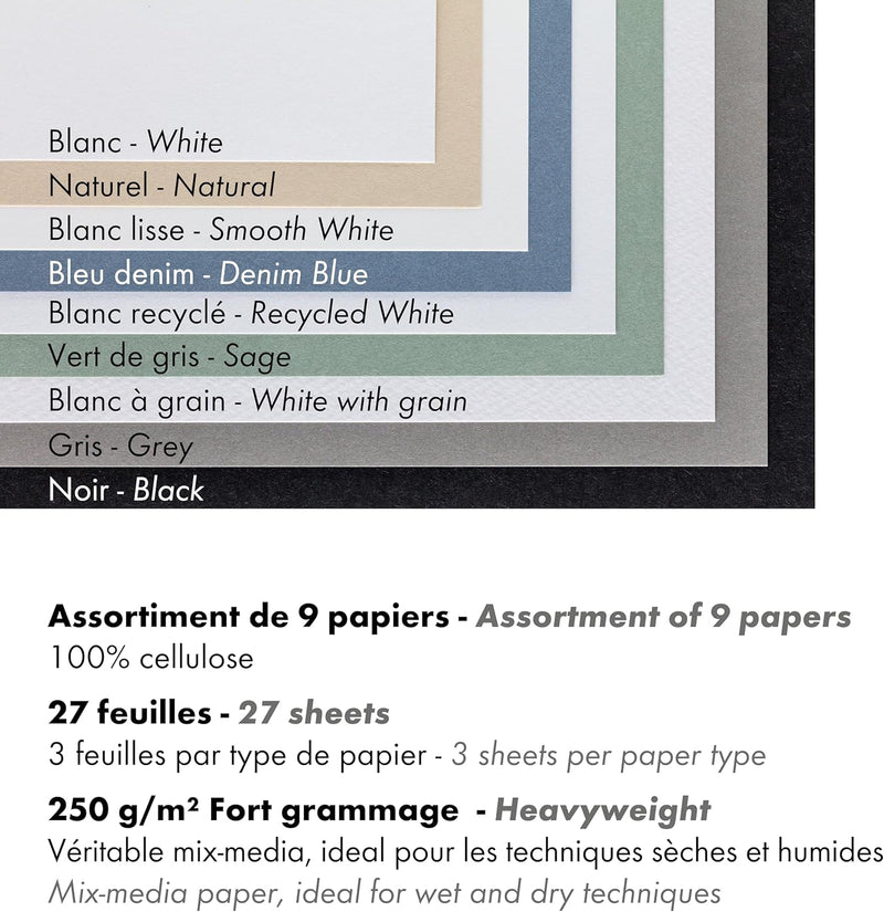 Drawing pad Mix Paint'On 250G 27 sheets (9 x 3 sheets) assorted A5 (5.8 x 8.3 in)