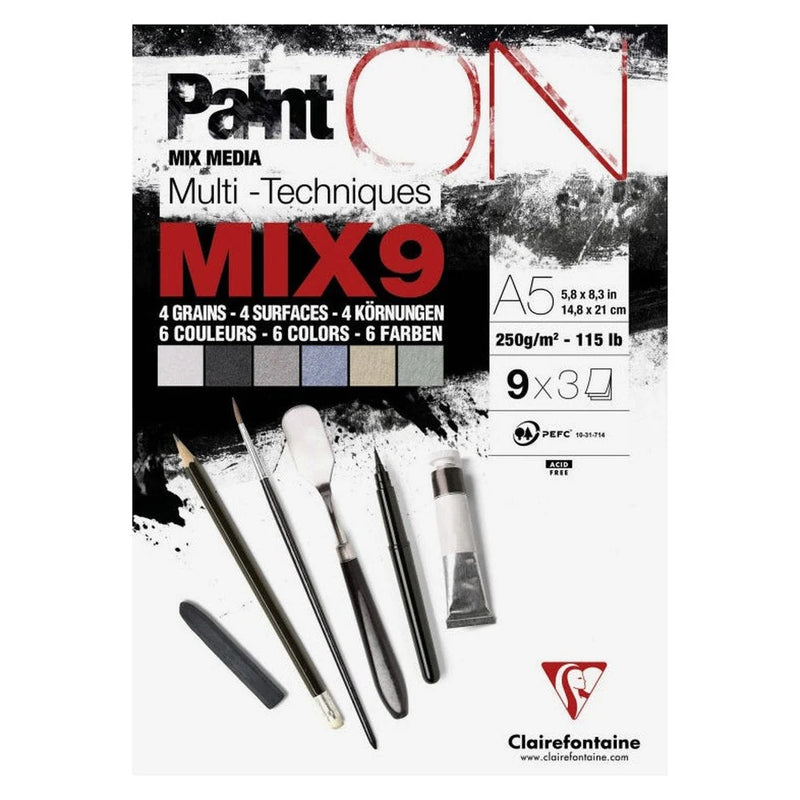 Clairefontaine - Paint'On Drawing pad Mix 27S (9X3S) Ass.A5 250g