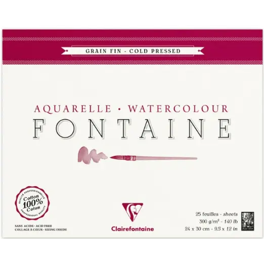 Clairefontaine Fontaine Fine Grain watercolour block – 24 × 30 cm