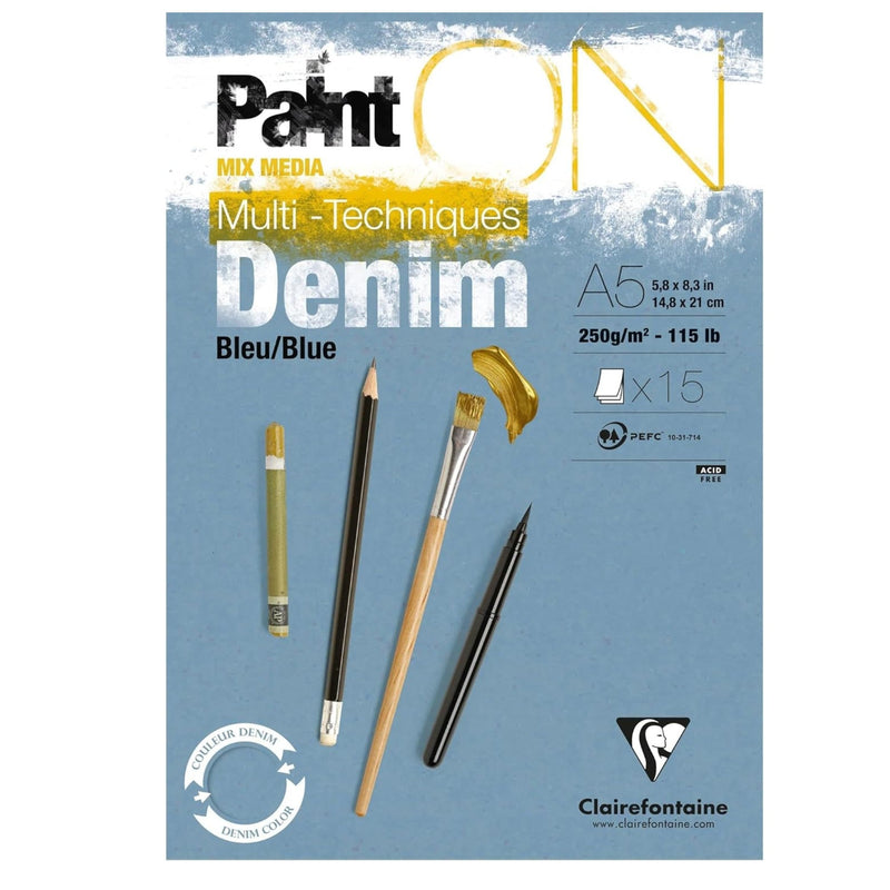 Paint'On Drawing pad  250G jean blue  15 sheets A5 (5.8 x 8.3 in)