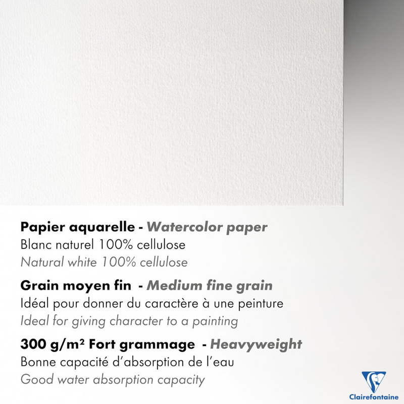 Goldline Aqua medium fine grit 300G white 30 sheets A3 (11.7 x 16.5 in)