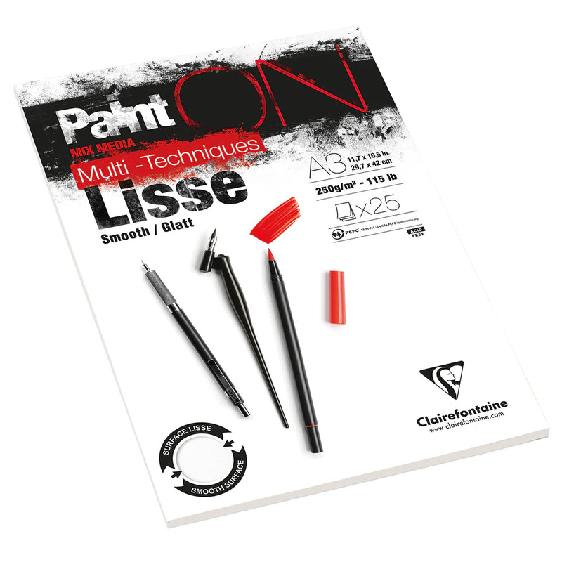 Clairefontaine - Paint'On Smooth white drawing pad A3 25S 250g