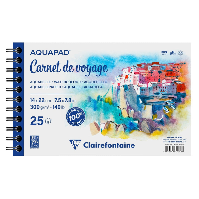 Clairefontaine Aquapad Watercolour Travel Notebook – 5.5 × 8.7 in, 25 sheets