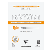 Watercolour Glued Pad 4 sides Fontaine Extra White Satin 300G 15 pages (9 x 12.2 in)