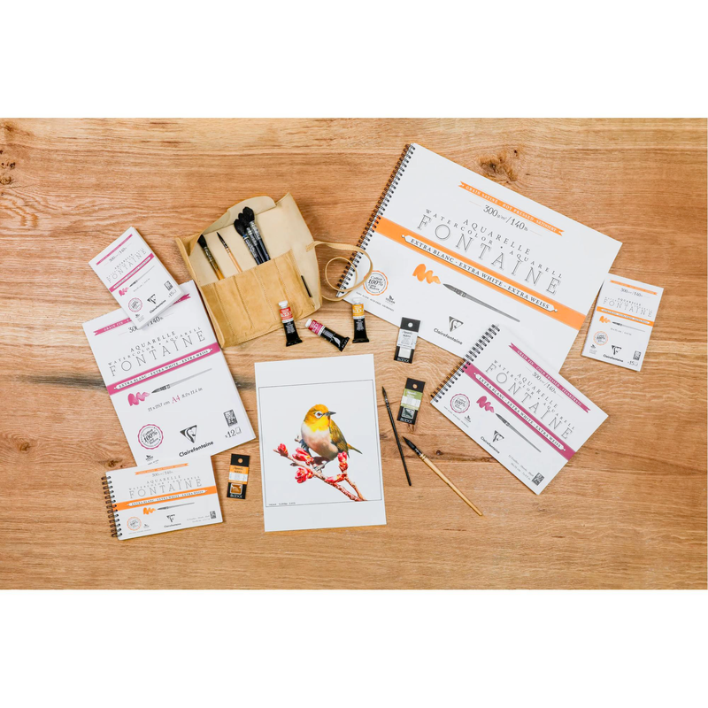 Watercolour glued pad  4 sides Fontaine extra white fine grain 300G 15 sheets (7.9 x 6 in)