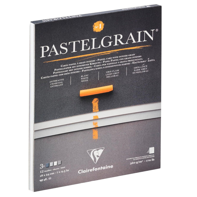 PastelGrain glued pad n°1 360G grey shades assorted 12 sheets (7.1 x 9.4 in)