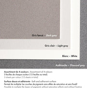 PastelGrain glued pad n°1 360G grey shades assorted 12 sheets (7.1 x 9.4 in)