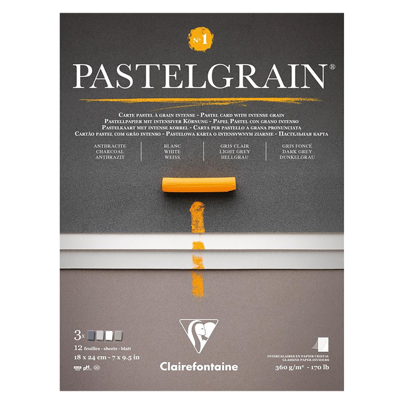 PastelGrain glued pad n°1 360G grey shades assorted 12 sheets (7.1 x 9.4 in)