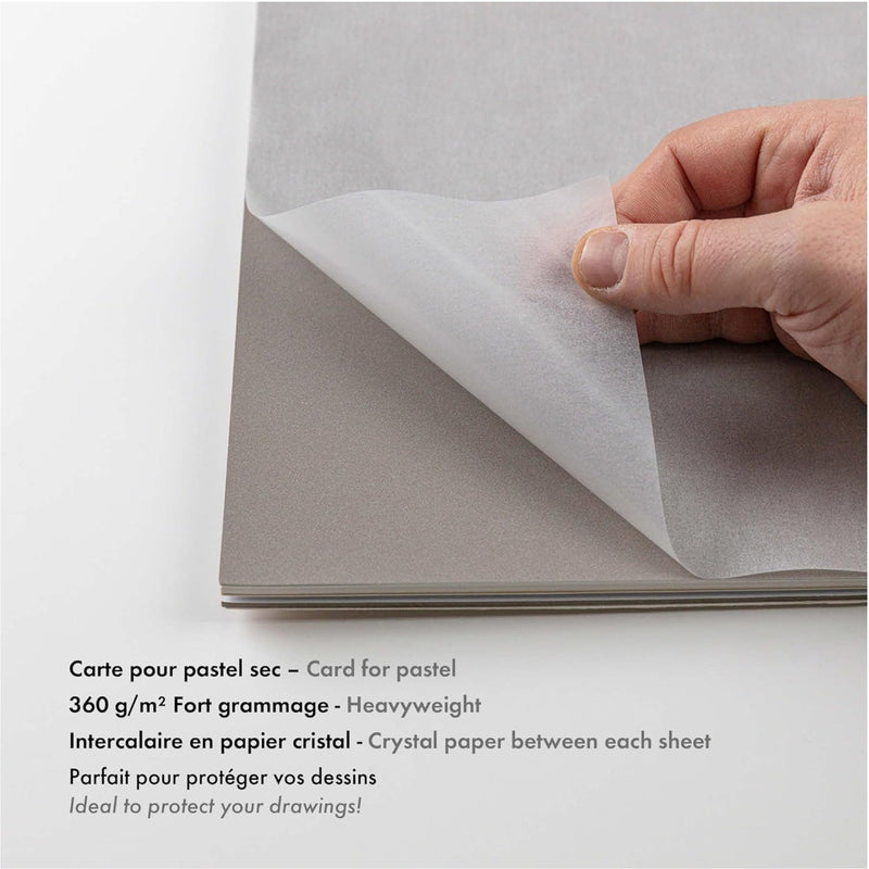 PastelGrain glued pad n°1 360G grey shades assorted 12 sheets (9.4 x 11.8 in)
