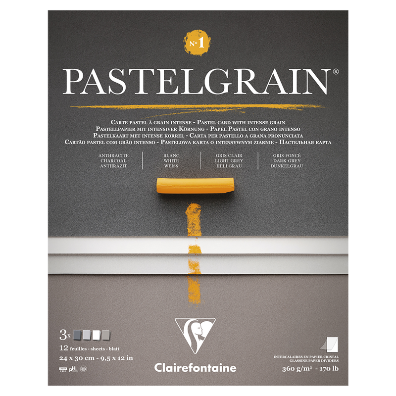PastelGrain glued pad n°1 360G grey shades assorted 12 sheets (9.4 x 11.8 in)