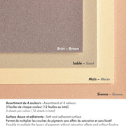 PastelGrain glued pad n°2 360G natural shades assorted 12 sheets (7.1 x 9.4 in)