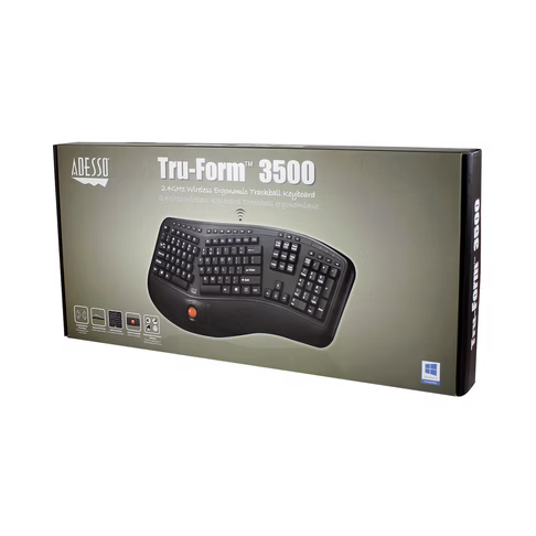 Adesso - Wireless Desktop Ergonomic Trackball Keyboard