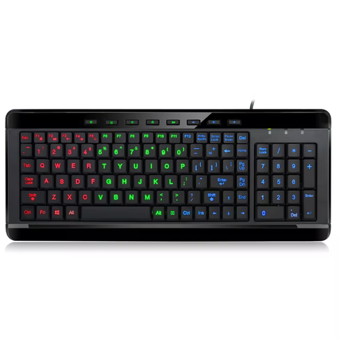 Adesso - Keyboard Wired 2x Large Print Multimedia 3 Color Illuminated Backlight PC - Black