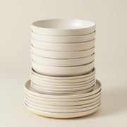 Pacifica - Vanilla Beige 18-piece Dinnerware Set with Soup/pasta Plate
