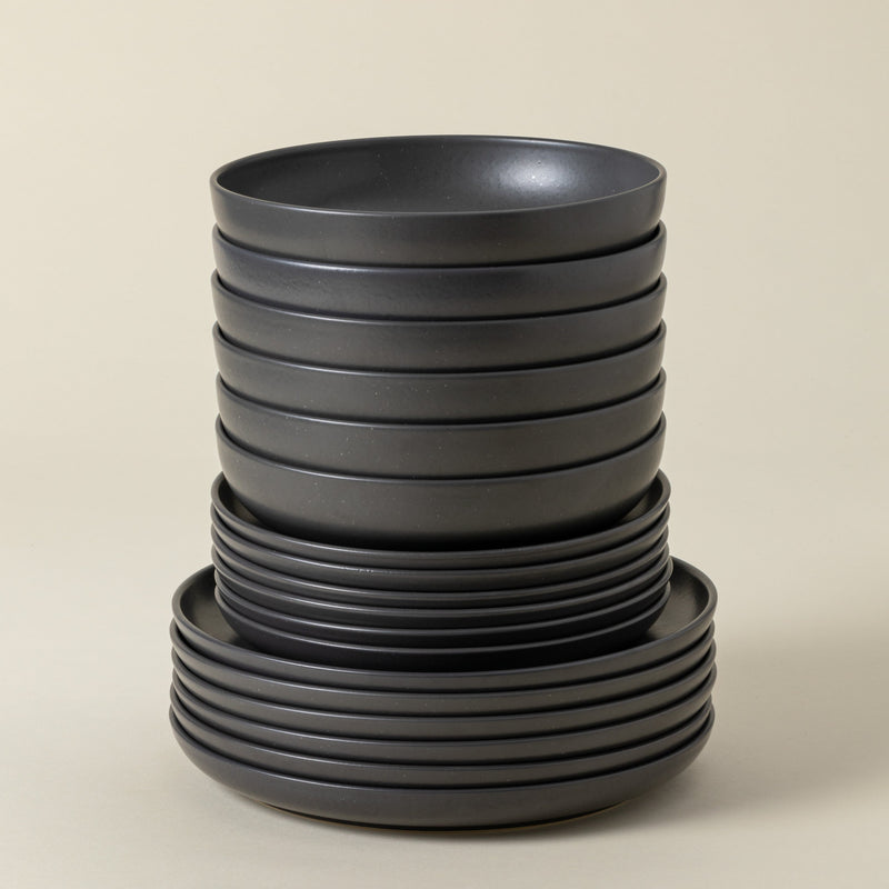 Pacifica - Seed Grey 18-piece Dinnerware Set with Soup/pasta Plate , Casafina by Costa
