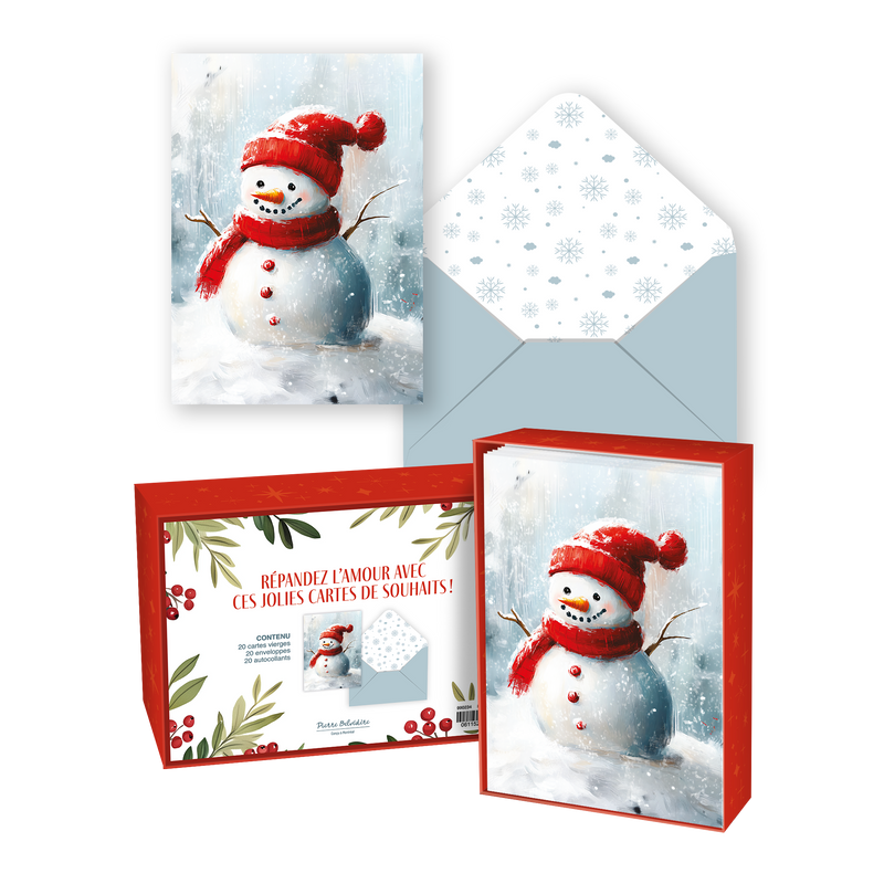 CARTE NOËL ENS./ 20: BONHOMME DE NEIGE