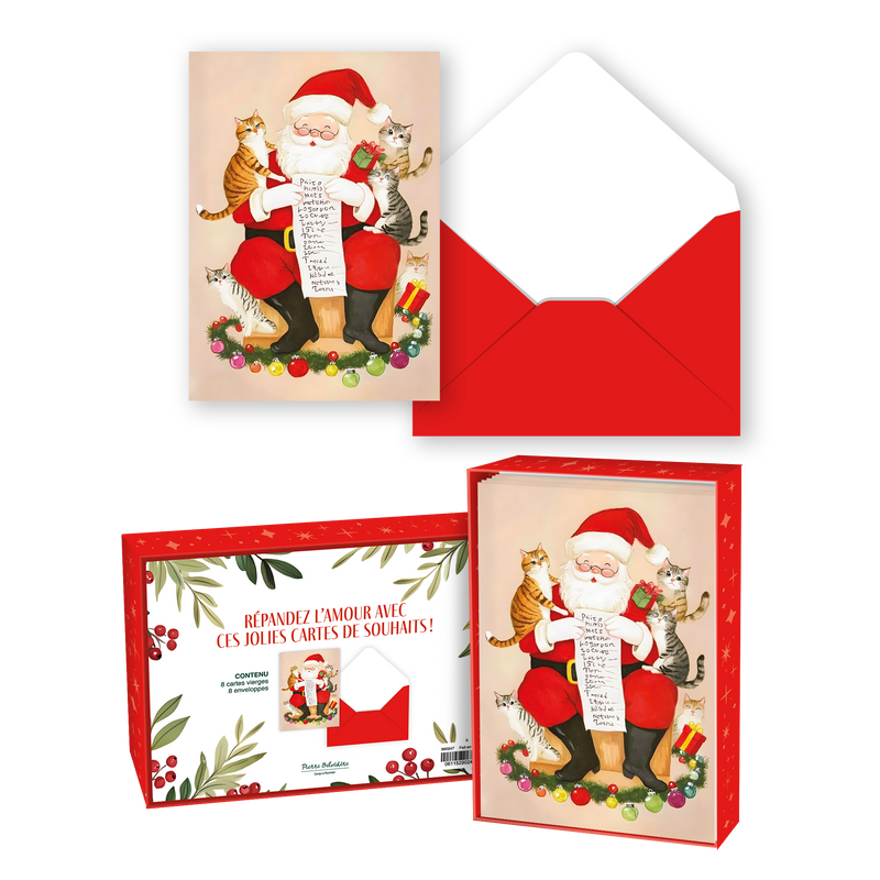 CARTE NOËL ENS./ 8 - LISTE DU PÈRE NOËL