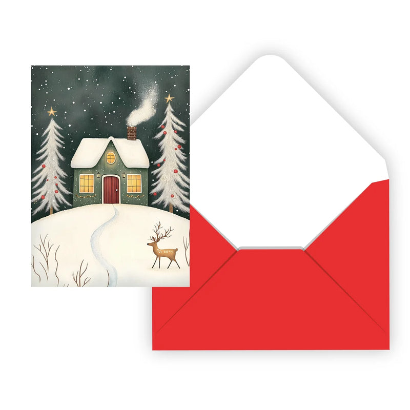 PBI - VACANCES - Carte de vœux Maison sous les étoiles | 15,7 × 11,4 cm / 6,2 × 4,5 po