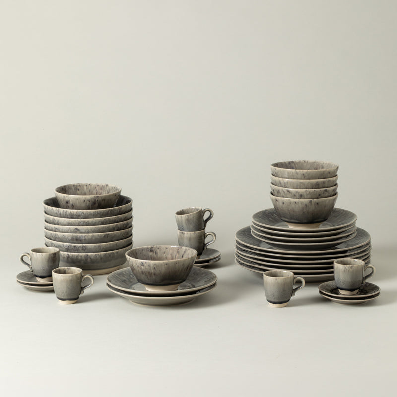 Madeira - Grey 30-piece Dinnerware Set with Coffee Cup and Saucer