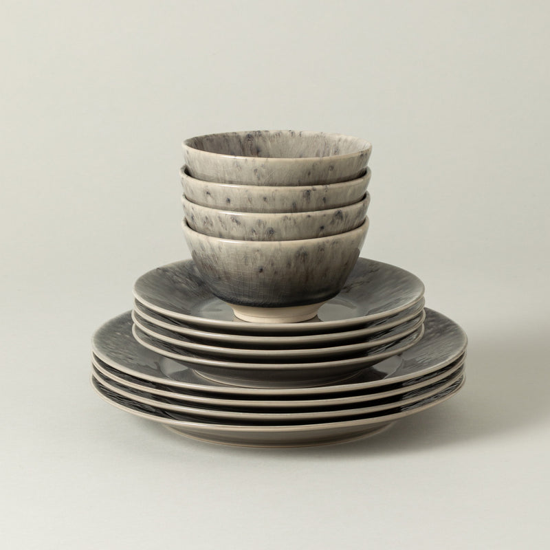 Madeira - Grey 12-piece Dinnerware Set with Bowl