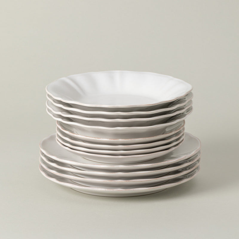 Alentejo - 12-piece Dinnerware Set with Soup/pasta Plate - White