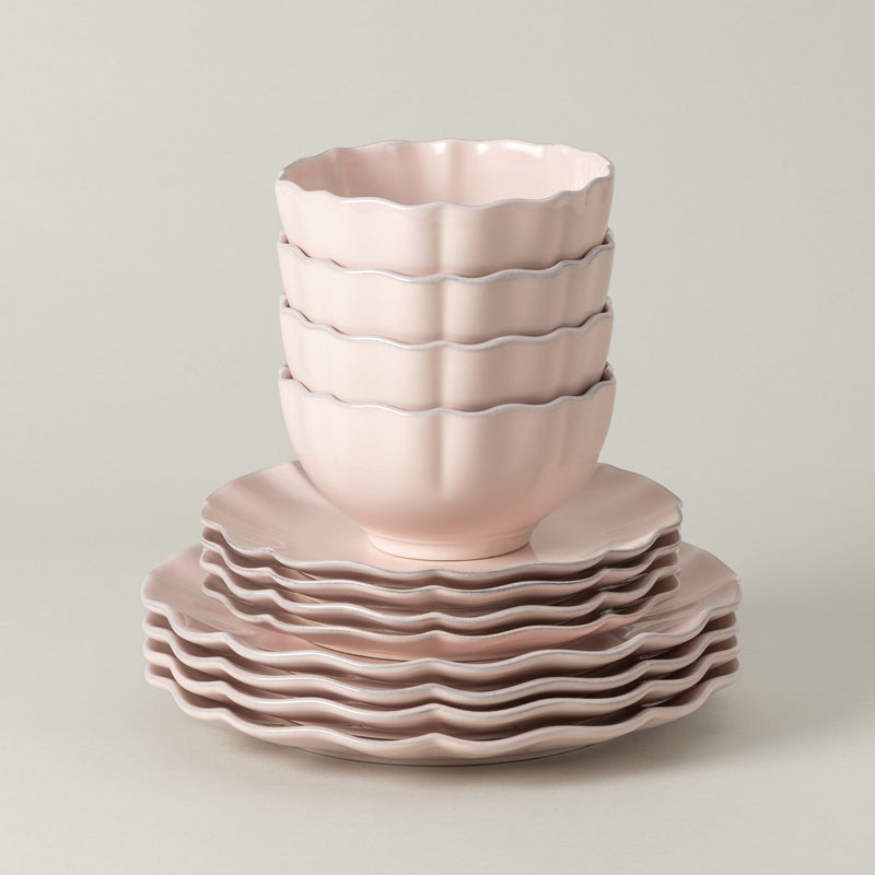 Rosa - Pink 12-piece Dinnerware Set with Bowl