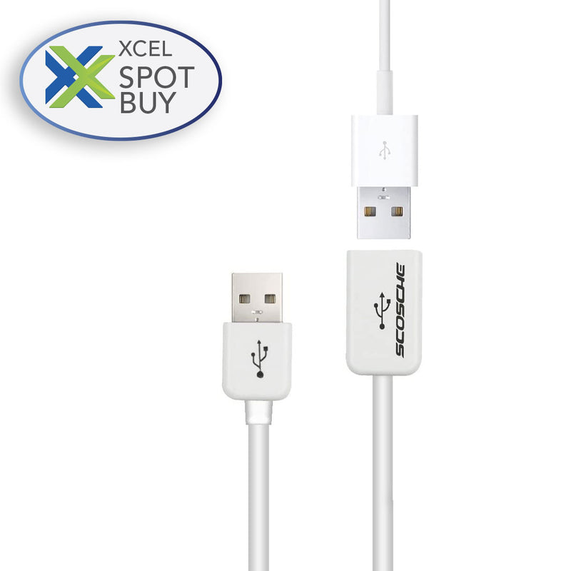 Scosche USB-A Male to USB-A Female Extension Cable in white
