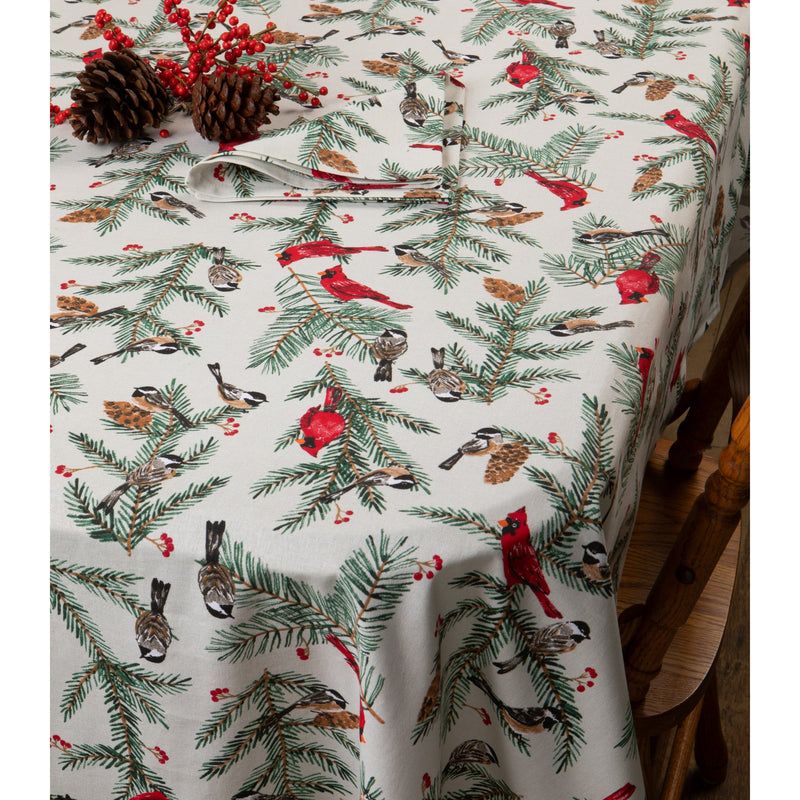 Now Designs - Birds & Boughs Christmas Tablecloth 60 X 120 inch - lifestyle
