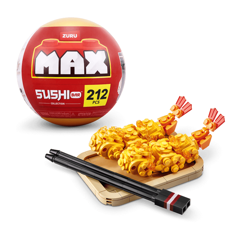 MAX BUILD Premium Sushi Bar – Tempura example with capsule; one random set included