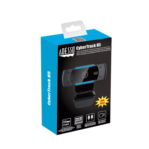Adesso - 1080P (2.0 Megapixel), H.264,  Auto focus Webcam with build in Dual Microphone & Privacy Shutter