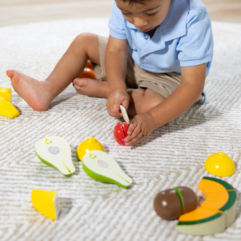Melissa & Doug - Wooden Cutting Fruit Play Food - in use during play