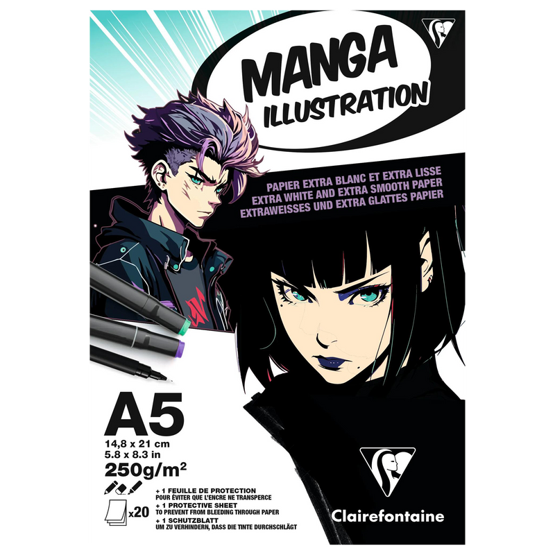 Bloc collé Illustration Manga 250G A5 (5.8 x 8.3 in)