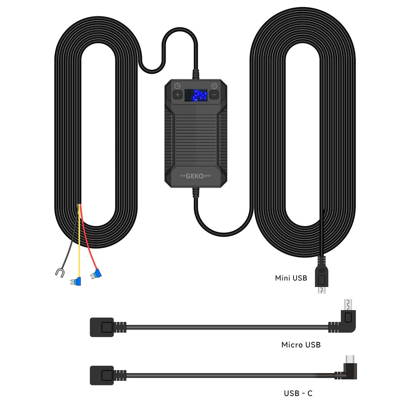 myGEKOgear - Dashcam Smart Hardwire Kit Pro with Mini USB, Micro USB, USB-C Connections