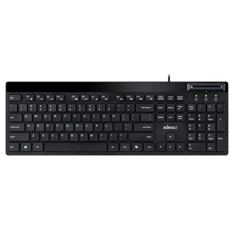 Adesso - Desktop Keyboard with Smart Card Reader -Black