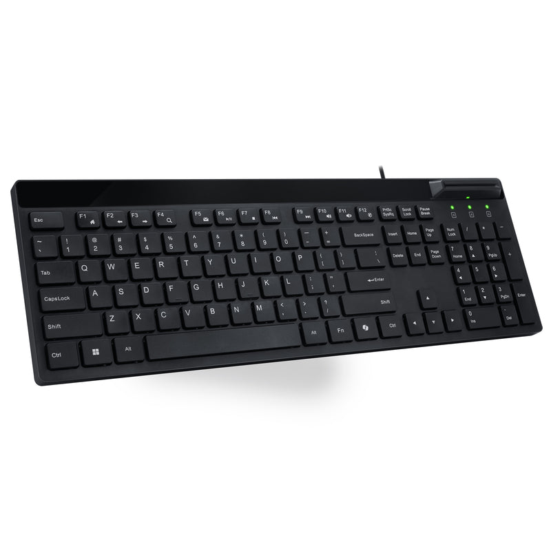 Adesso - Desktop Keyboard with Smart Card Reader -Black