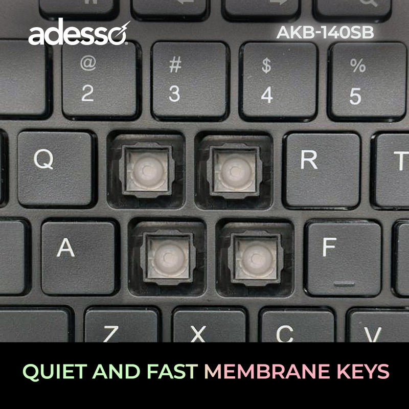 Adesso - Desktop Keyboard with Smart Card Reader -Black