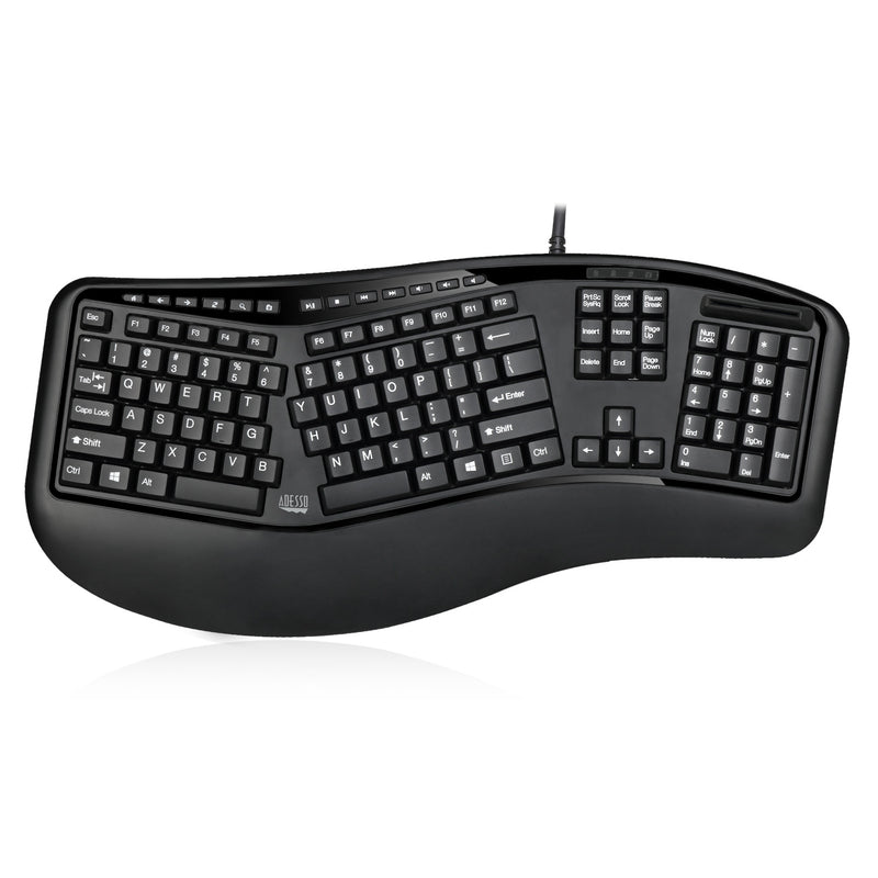Adesso Tru-Form AKB-150SB-TAA ergonomic smart card reader keyboard