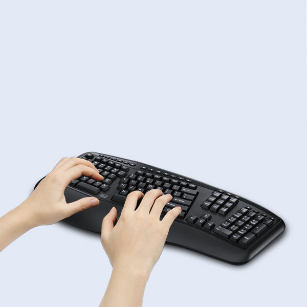 Adesso - Keyboard Wired Ergonomic 2X Large Print  Integrated Palm Rest - Black