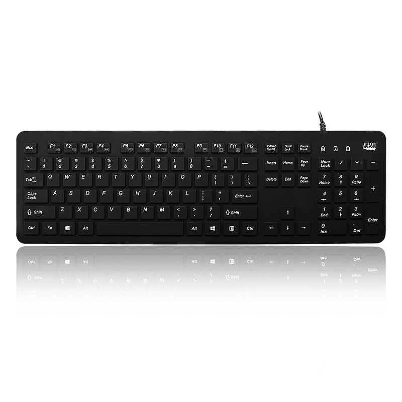 Adesso - Keyboard Wired Antimicrobial Waterproof - Black