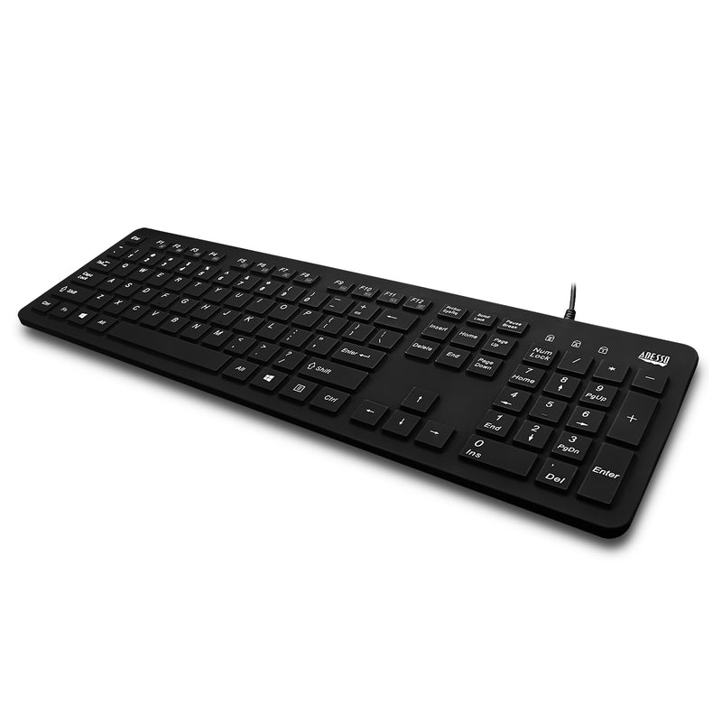 Adesso - Keyboard Wired Antimicrobial Waterproof - Black