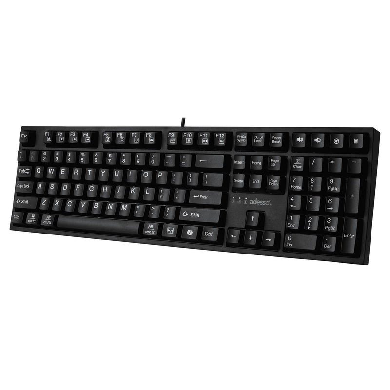 Adesso - Keyboard Wired Multi OS 2X Large Print Copilot AI Hotkey - Black