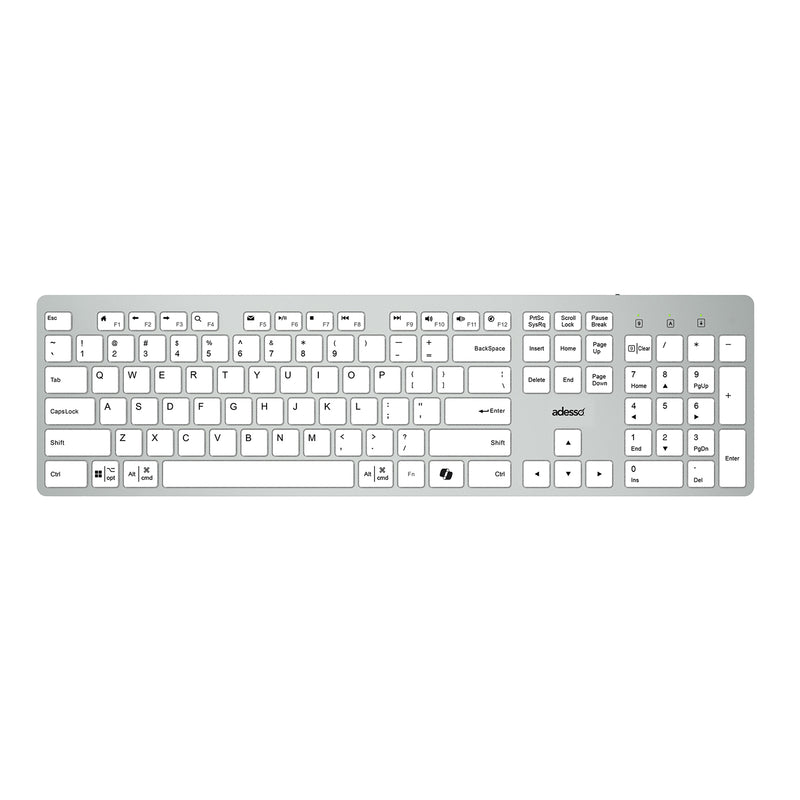 Adesso - Keyboard Wired EasyTouch USB-C Connector Copilot AI Hotkey Built in Hub with USB-A USB-C 3.5mm PC/Mac/Android - White
