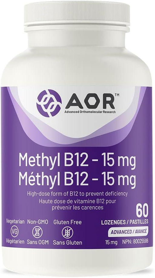 AOR - Methyl B12 - 15mg 60caps- Vitamin B12 Methylcobalamin - Limolin 