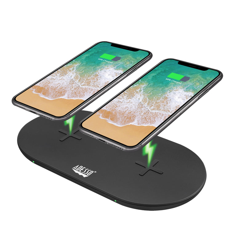 Adesso - 15W Wireless Dual QI Charger Pad
