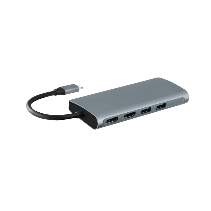 Adesso - Docking Station USB-C 3.1 9-in-1 8K HDMI Thunderbolt 3 Compatible Must Support DisplayPort Alt Mode TAA Compliant PC/Mac - Grey